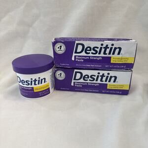 Desitin Maximum Strength Diaper Rash Cream 16oz + (2) 4.8oz Travel Size New